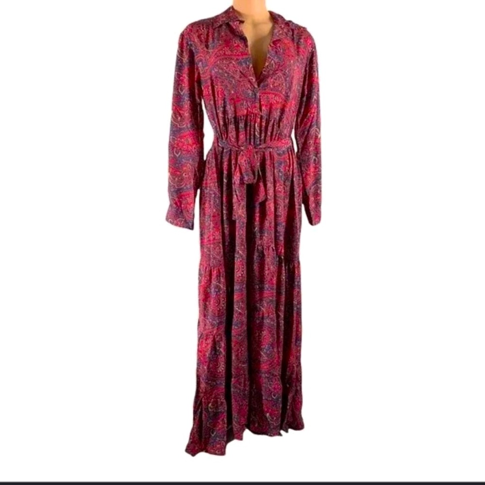 Chaudry Women's Long Sleeve Maxi Boho Dress Size LP